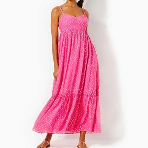 NWT Hiedi Maxi Dress - Aura Pink Viscose Metallic Clip Dobby - Lilly Pulitzer